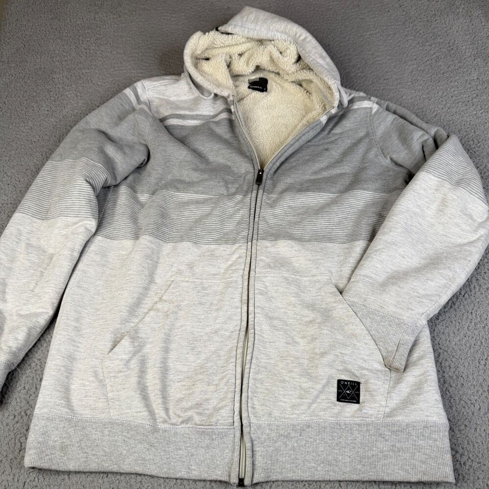 Y2K O'NEILL Sweatshirt Mens XL Sherpa Lined Full Zip Hoodie Jacket Sweater SPOTS
